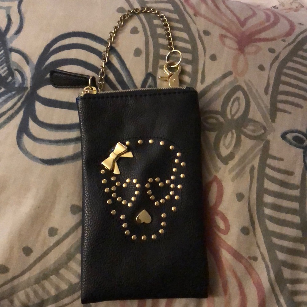 Black and gold skeleton mini purse / holder